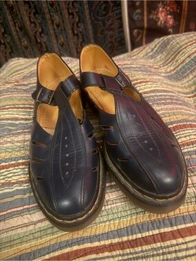 Vintage UK 10/ US Men 11 Women 12 Dr. Martens Navy Leather MaryJane Loafers